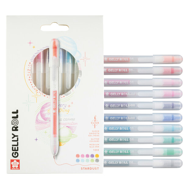 10 x Stardust Sakura Retractable Gelly Roll (klikpen) Set A10