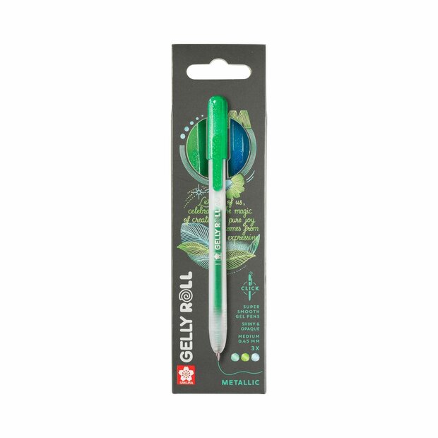 3 x Metallic Mix D Sakura Retractable Gelly Roll (klikpen) (Smaragd-Groen-Blauw) Set T3D