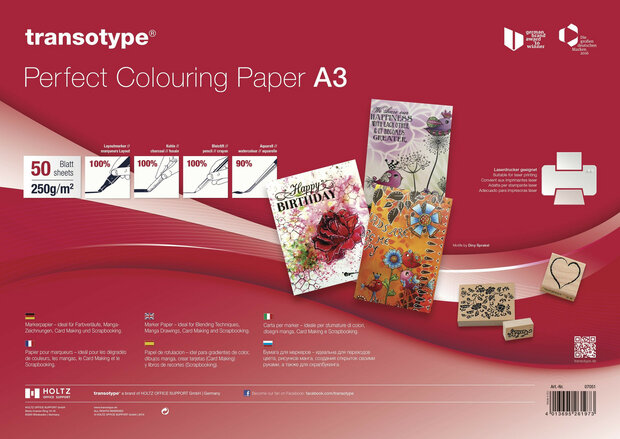 A3 Transotype Perfect Colouring Marker Paper 250 gr 50 vellen 07051 4013695261973