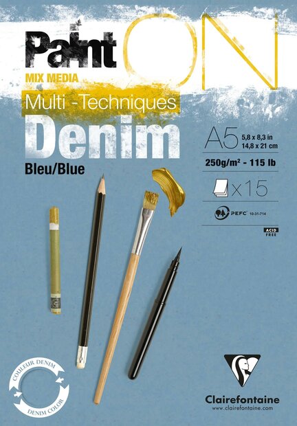 A5 Paint'ON Denim 15 vellen 250 grams van Clairefonaine