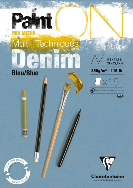 A4 Paint'ON Denim 15 vellen 250 grams van Clairefonaine