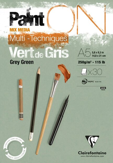 A5 Paint'ON Vert de Gris 30 vellen 250 grams van Clairefonaine