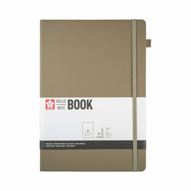 A4 notitieboek, 80 vellen gelijnd papier, sintelkleurige harde kaft &ndash; Sakura