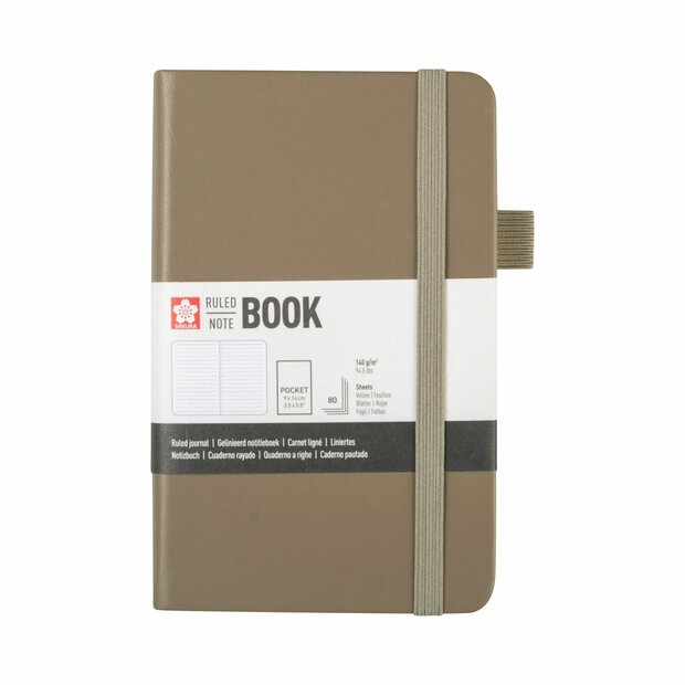 Pocket notitieboek 9 x 14 cm, 80 vellen gelijnd papier, sintelkleurige harde kaft &ndash; Sakura
