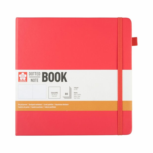 20 x 20 cm notitieboek, 80 vellen gestippeld papier, pruimbloesemkleurige harde kaft &ndash; Sakura