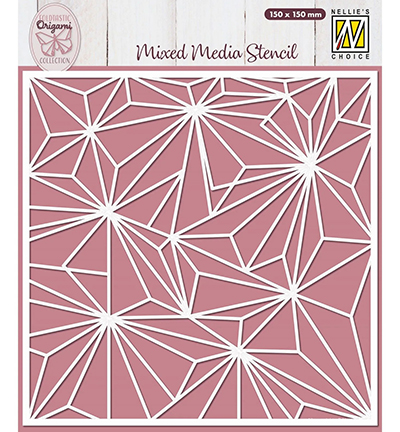Origami Stars stencil Nellie&rsquo;s Choice MMS4K-070 &ndash; herbruikbaar geometrisch sjabloon 150x150 mm voor creatieve toepassingen