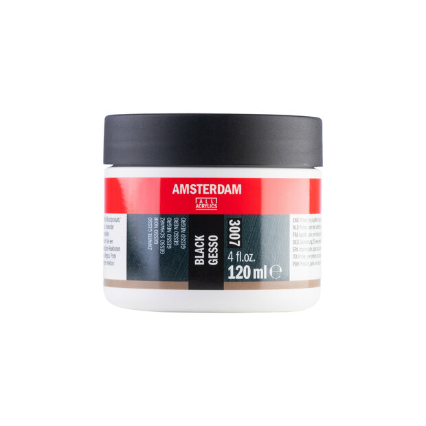 Zwarte gesso Amsterdam All Acrylics pot 120 ML (3007)
