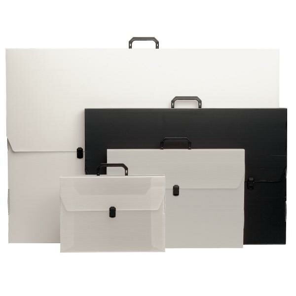 AMI Plastic-Fun tekenmap transparant 77,5x52,5 cm met zwart handvat