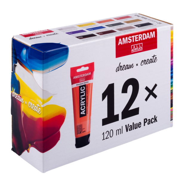 De foto van de gesloten doos (zijaanzicht met de grote "12x") voor een duidelijk overzicht.