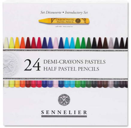 Voorkant verpakking Sennelier Pastel Pencil Set D&eacute;couverte met 24 halve pastelstiften.