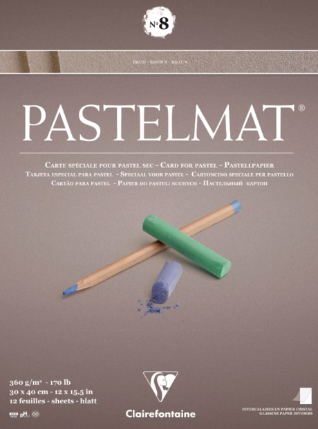 Pastelmat No 8 Pastel Papier verlijmd Bruin fluweelachtige structuur 12 vellen van Clairefontaine 360 grams 30 x 40 cm 96015C 3