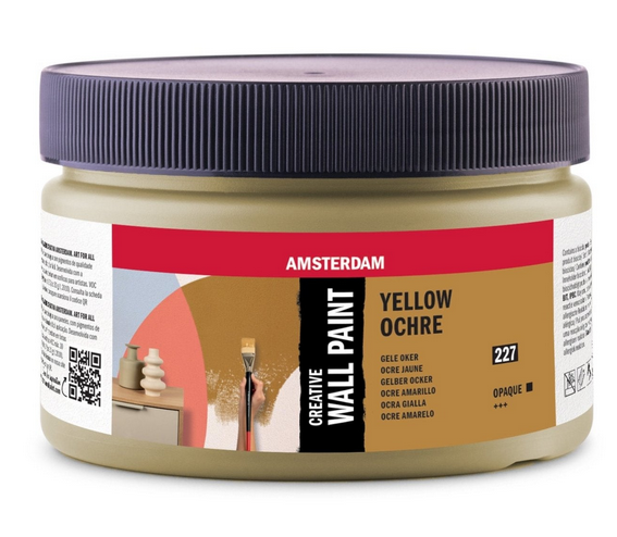 Brede, ronde pot met een donkergrijze, geribbelde schroefdop. Het etiket heeft een rode bovenrand met het witte Amsterdam logo.