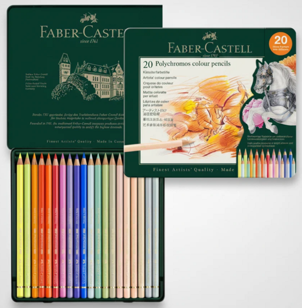 Polychromos Set met 20 Nieuwe Kleurpotloden Faber-Castell