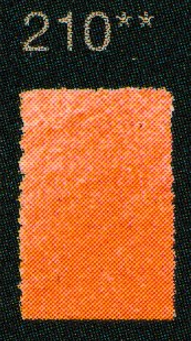 Een rechthoekig kleurstaal van het Faber-Castell Polychromos potlood in de intense tint Perinone Oranje (Perinone Orange), kleu