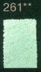 Een rechthoekig lichtgroen ingekleurd vlak dat de tint Groene Jaspis (261) van het Polychromos potlood toont, met daarboven twe
