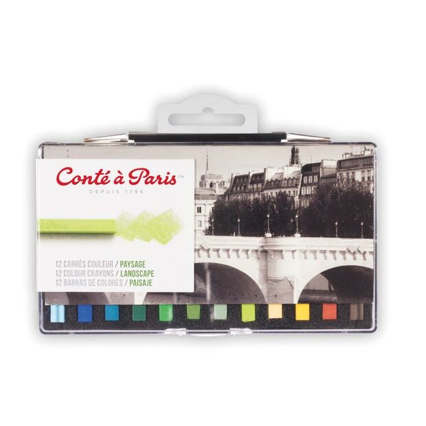 Landschap set met ophanghaak van 12 stuks Carr&eacute; Krijt Cont&eacute; &agrave;&nbsp;Paris Assortiment Landschap kleuren