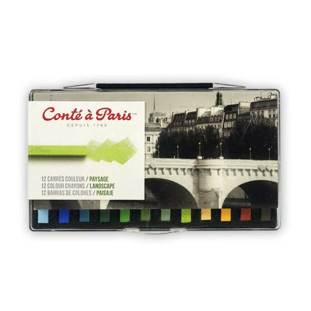 Landschap set van 12 stuks Carr&eacute; Krijt Cont&eacute; &agrave;&nbsp;Paris Assortiment Landschap kleuren