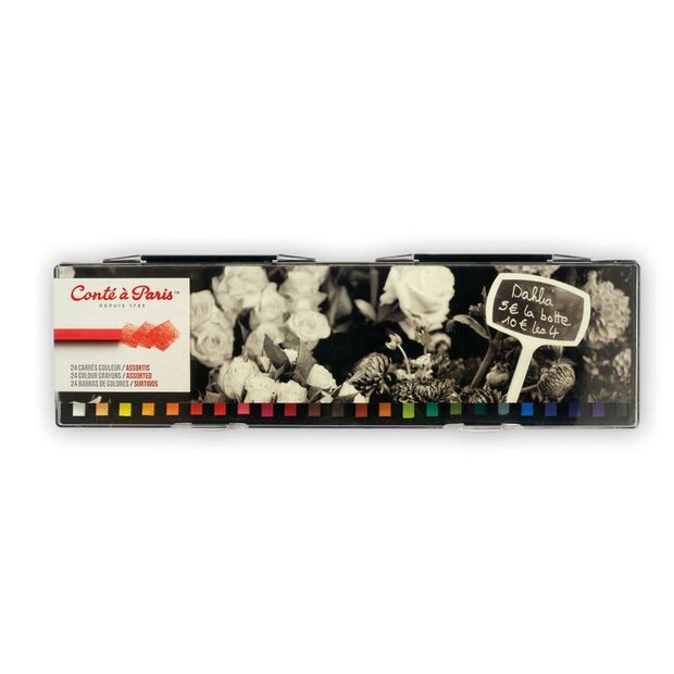 Set van 24 stuks Carr&eacute; krijt Cont&eacute; &agrave;&nbsp;Paris Assortiment kleuren