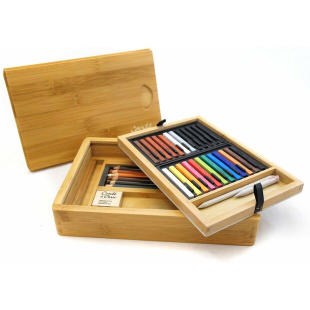 Combi set a 30 stuks in houten kist Cont&eacute; &agrave;&nbsp;Paris Assortiment kleuren / technieken