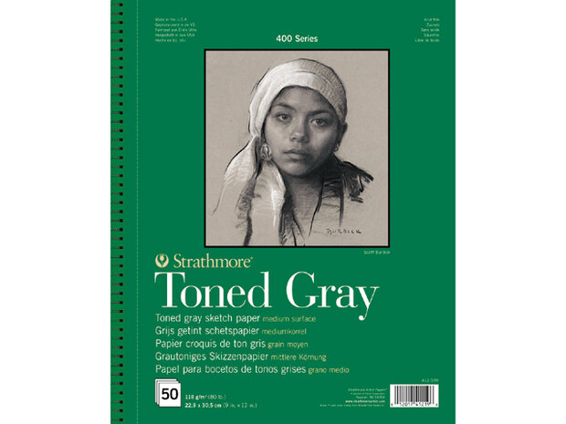 Strathmore 400 Grijsgetint 'Toned Grey' Schetspapier 50 vellen 118 gram 22,9 x 30,5 cm