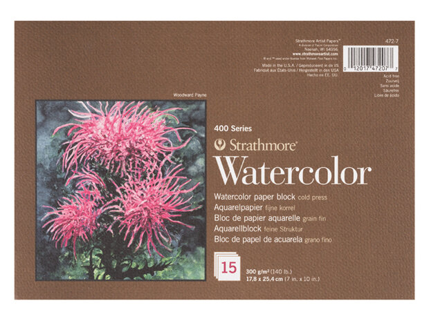 Strathmore 400 Aquarelblok 4 -zijdig verlijmd 15 vellen 300 gram 17,8 x 25,4 cm
