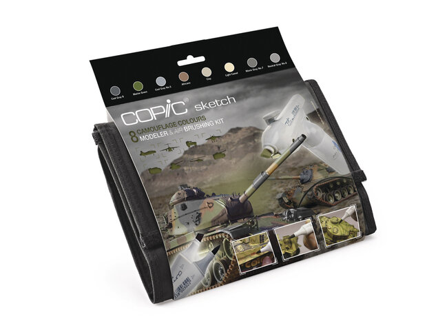 Copic 8 Sketch Markers + Blender Camouflage kleuren + etui