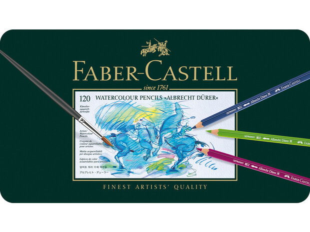 Albrecht D&uuml;rer Metalen etui met 120 Aquarelpotloden Faber-Castell