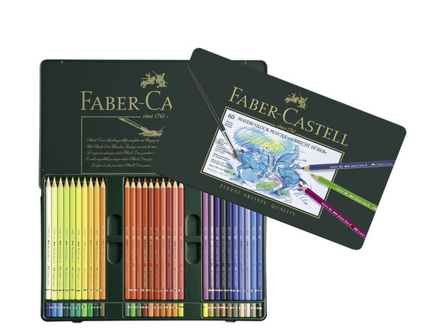 Albrecht D&uuml;rer Metalen etui met 60 Aquarelpotloden Faber-Castell