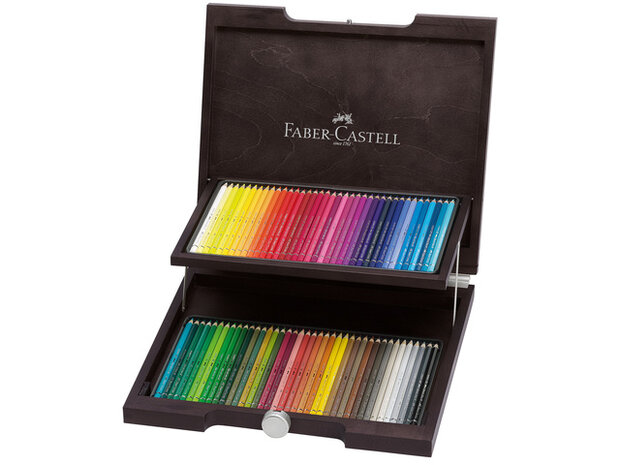 Albrecht D&uuml;rer Houten koffer met 72 Aquarelpotloden Faber-Castell