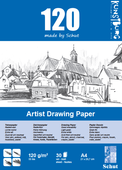 Schut Artist Drawing Paper blok 30 vellen 120 grams A4