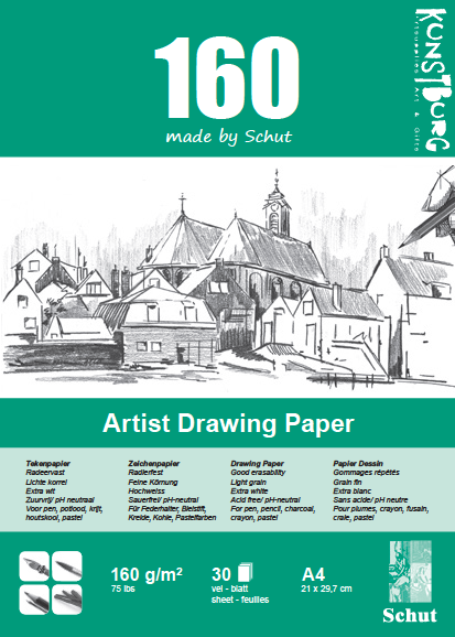 Schut Artist Drawing Paper blok 30 vellen 160 grams A4