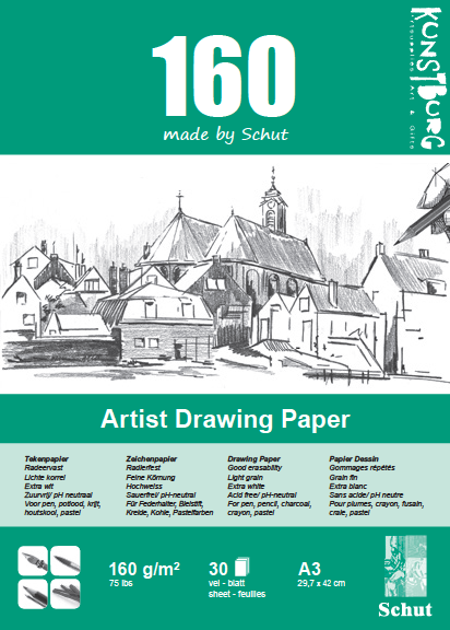 Schut Artist Drawing Paper blok 30 vellen 160 grams A3