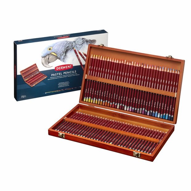 Derwent Pastelpotloden set 72 houten cassette / kist
