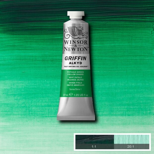 Griffin Alkyd Phthalo Green (Yellow Shade) Winsor &amp; Newton 37 ML Kleur 521