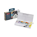 12 kleuren in halve napjes Metallic Paint 12 Pan Travel set van Derwent 12 kleuren in halve napjes Metallic Paint 12 Pan Travel set van Derwent