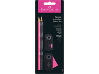 2 Potloden set Faber Castell GRIP Sparkle zwart met Gum en Potloodslijper 2 Potloden set Faber Castell GRIP Sparkle zwart met Gum en Potloodslijper
