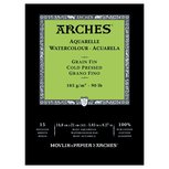 14,8 x 21 cm Grain Fin / Cold Pressed Aquarelblok van Arches 100 % Katoen 185 grams 15 vellen 1-zijdig gelijmd 14,8 x 21 cm Grain Fin / Cold Pressed Aquarelblok van Arches 100 % Katoen 185 grams 15 vellen 1-zijdig gelijmd