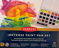 24 kleuren in halve napjes Inktense Paint pan set van Derwent 24 kleuren in halve napjes Inktense Paint pan set van Derwent