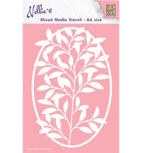 Nellie’s Choice Mixed Media Stencil – Oval Frame with Flower-Branch A6 Nellie’s Choice Mixed Media Stencil – Oval Frame with Flower-Branch A6