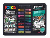 Uni Posca stiften PC-1MC, PC-3M en PC-5m in metalen koffer Doodle Art 20 stuks