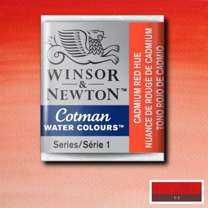 Cadmium Red Hue half napje van Winsor & Newton Cotman Water Colours Kleur 095