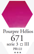 L'Aquarelle Heliogeenpurper Sennelier extra fijne aquarelverf 10 ML Serie 3 Kleur 671