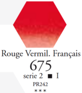 L'Aquarelle Vermiljoenrood Frans Sennelier extra fijne aquarelverf 10 ML Serie 2 Kleur 675