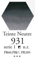 L'Aquarelle Neutraaltint Sennelier extra fijne aquarelverf 10 ML Serie 1 Kleur 931