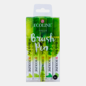Set van 5 Groen kleuren Ecoline Brushpennen in kunststof etui van Talens