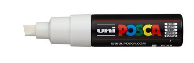 White Schuin afgeslepen punt Posca Acrylverf Marker PC8K Kleur 1