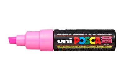 Fluo Pink Schuin afgeslepen punt Posca Acrylverf Marker PC8K Kleur F13
