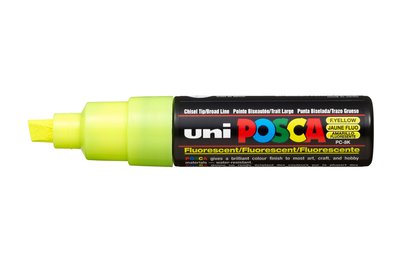 Fluo Yellow Schuin afgeslepen punt Posca Acrylverf Marker PC8K Kleur F2