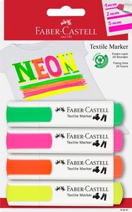4 Textielmarkers Faber-Castell Neon set