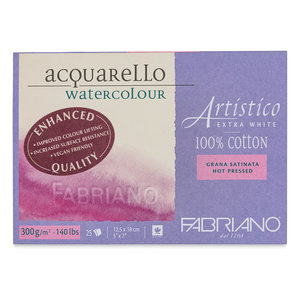 12,5 x 18 cm Fabriano Watercolour Artistico Extra White Hot Press (glad) Enhanced 300 gram 25 vel